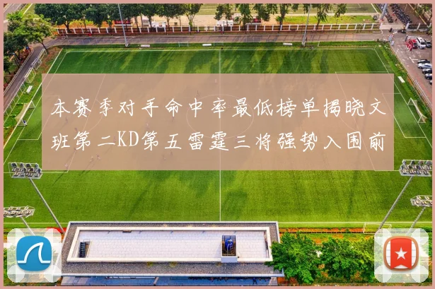本赛季对手命中率最低榜单揭晓文班第二KD第五雷霆三将强势入围前十